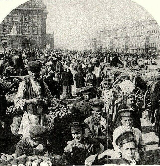 Moscow Russia Great Vegetable Market Farmers Vendors Stereoview 8-41
