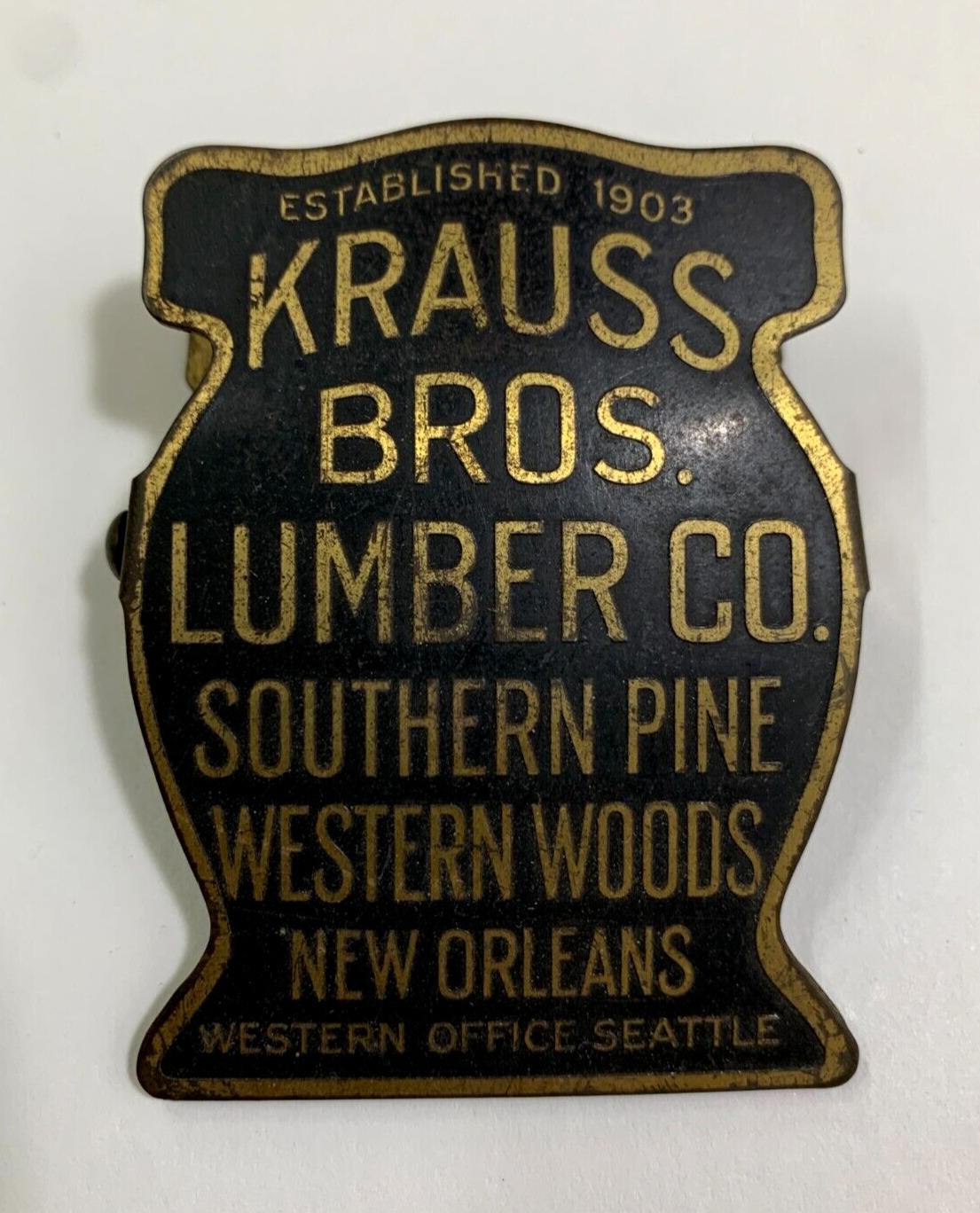 KRAUSS BROS. LUMBER CO. New Orleans vintage advertising clip. Made by Etching Co