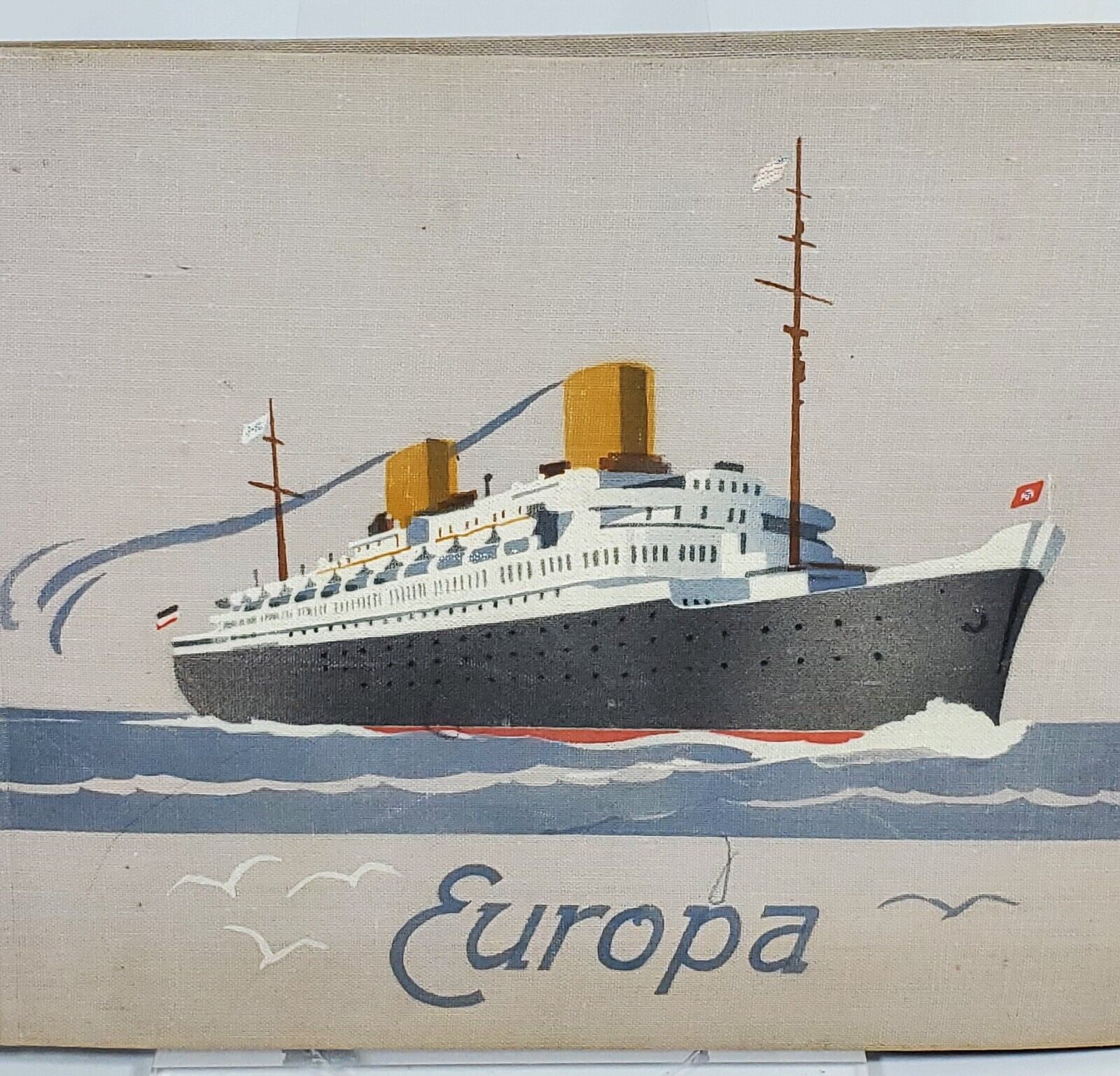 Vtg German Steamship Europe Europa Photo Album Scrapbook W/ Spider Web Tissue