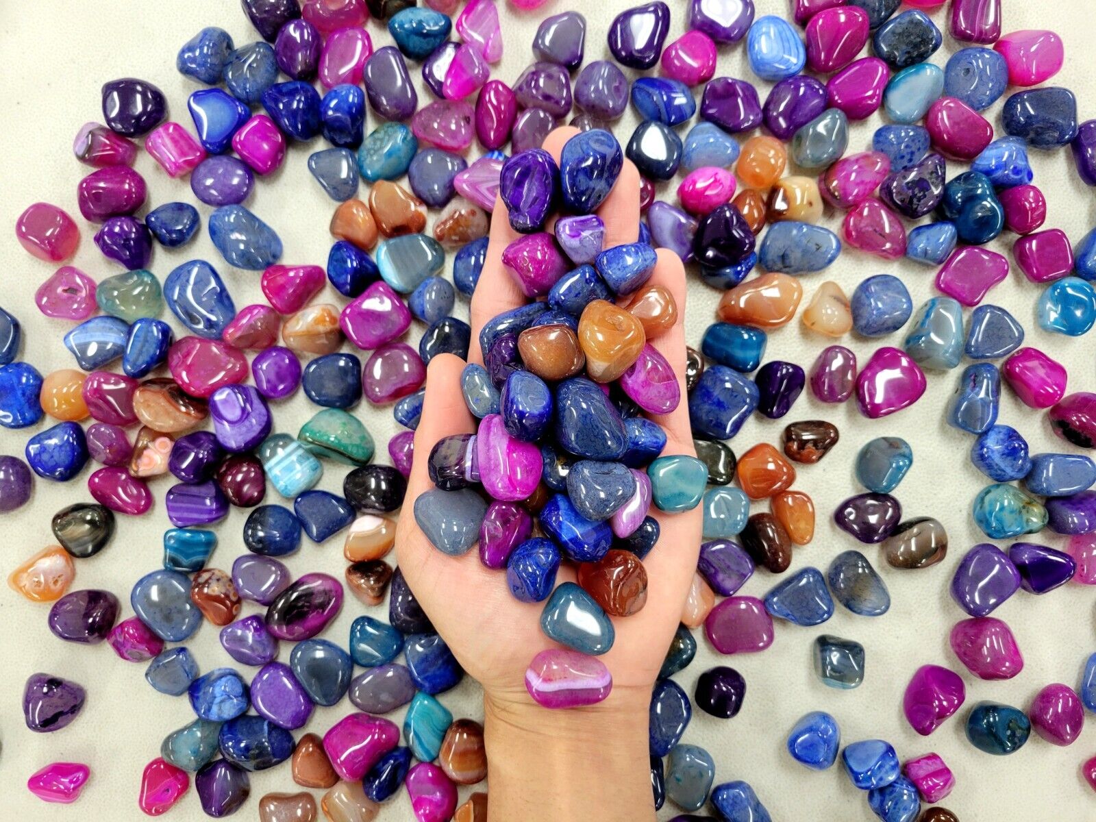 Dyed Agate Tumbled Crystals Bright Colorful Assorted Gemstone Mix for Crafting