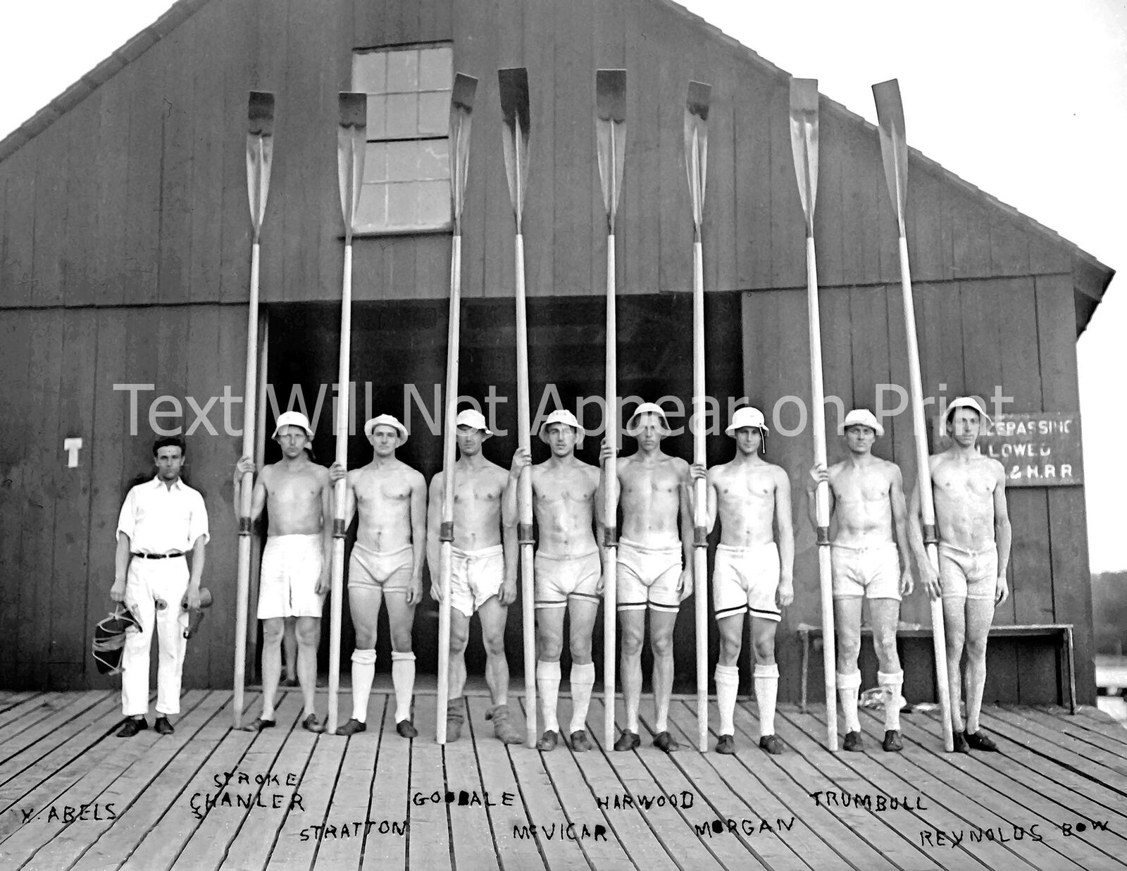 1913 Harvard Crew Team, Massachusetts Old Photo 8.5\