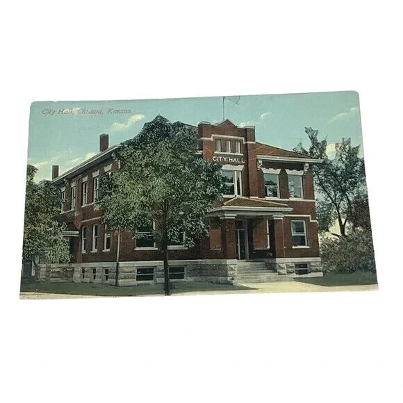 Postcard City Hall Ottawa Kansas Vintage A384