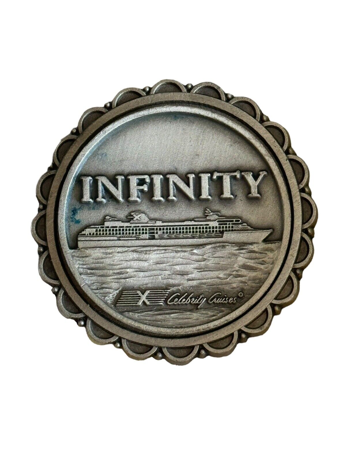 Vintage Celebrity Cruises Infinity Cruise Ship Souviner Round Fridge Magnet