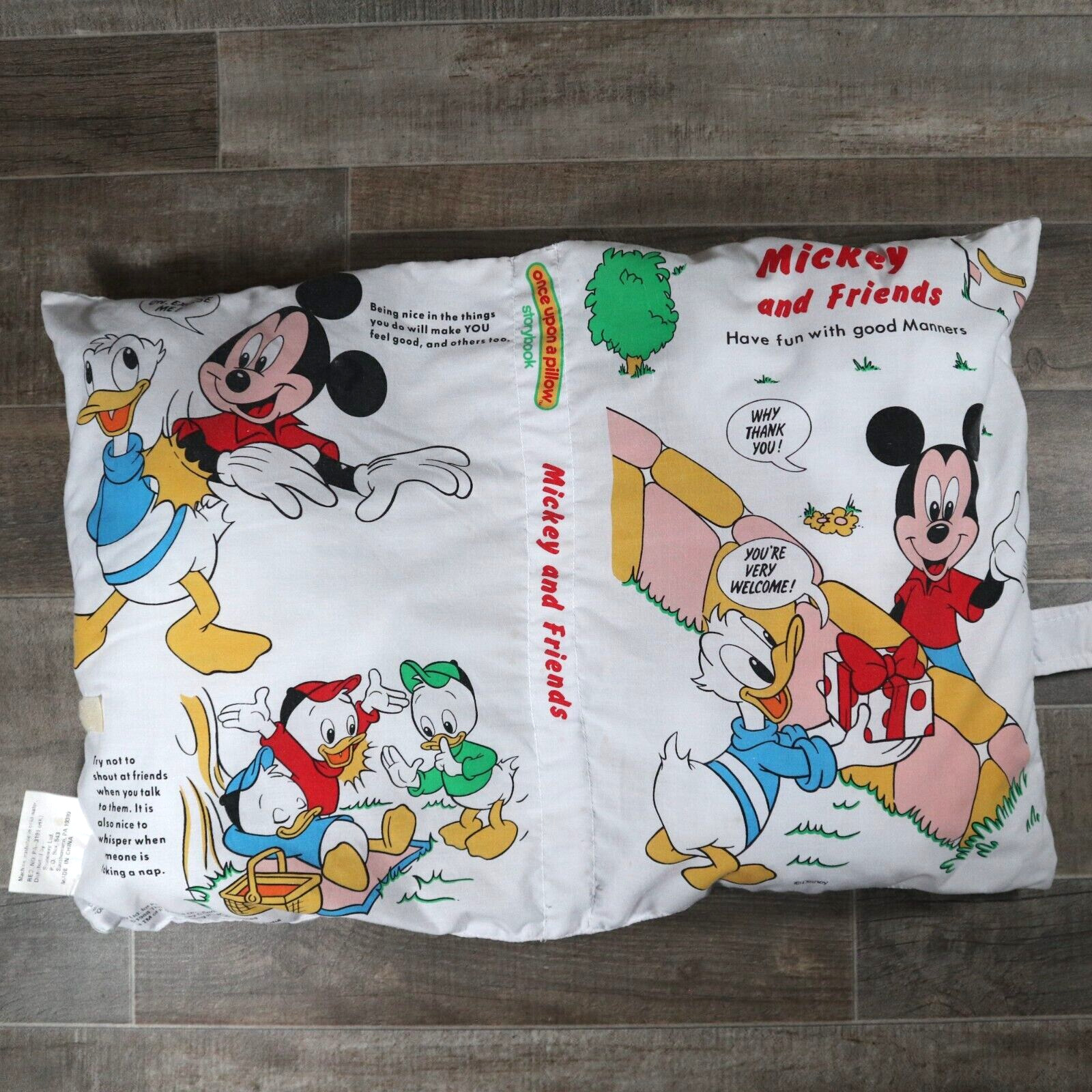 VTG 1989 Disney Mickey and Friends Once Upon A Pillow Have Fun with Good Manners