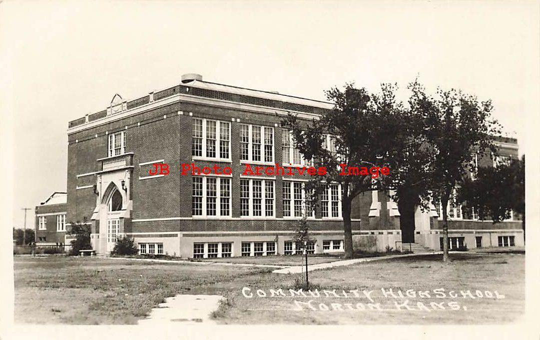 KS, Norton, Kansas, RPPC, Community High School Building, Exterior View, Photo