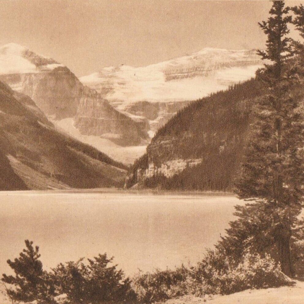 View of Lake Louise Pacific Canadian Railway Alberta Canada 1930s RPPC Postcard