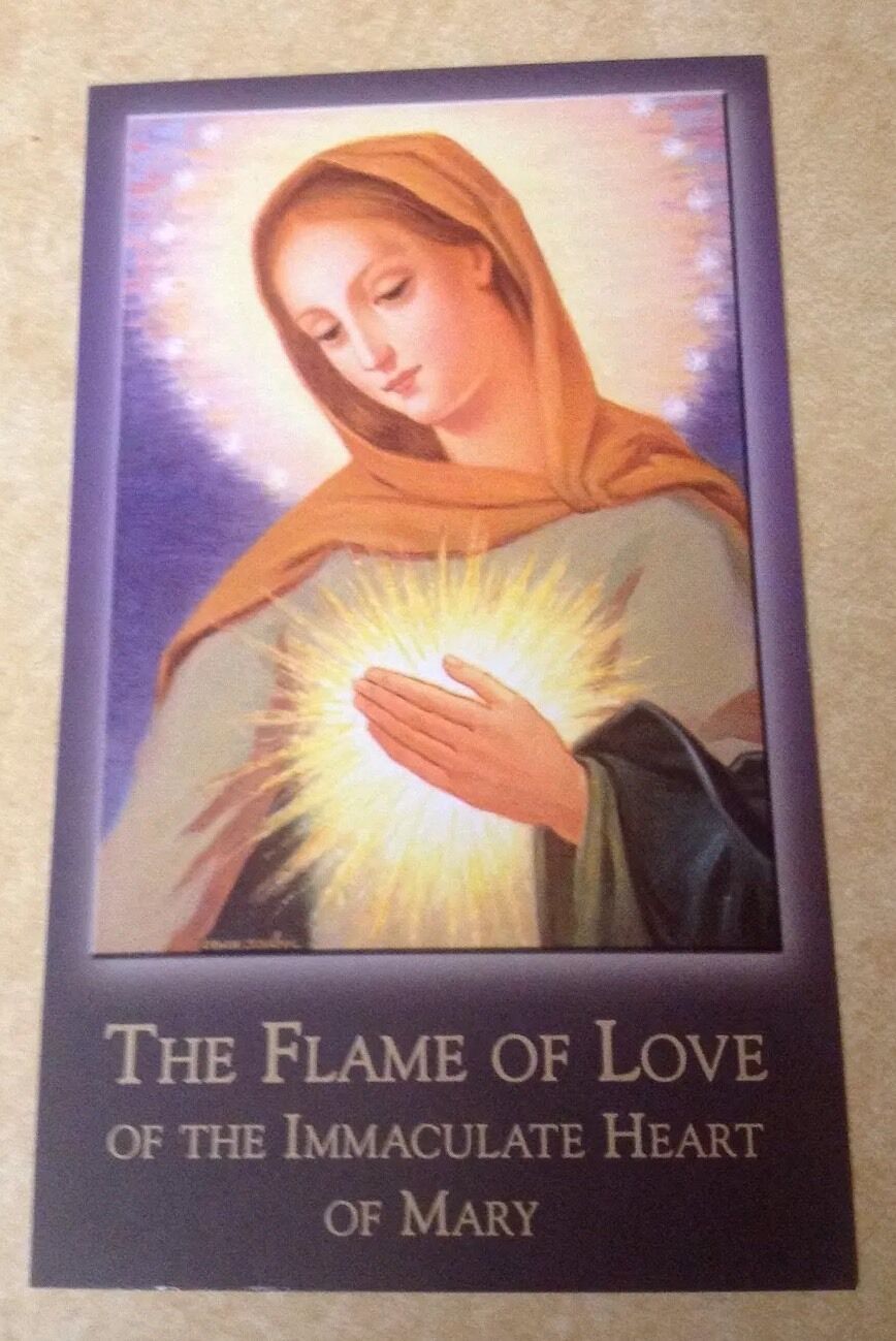 FLAME OF LOVE HOLY CARD OF THE IMMACULATE HEART OF MARY - Jesus Loves You