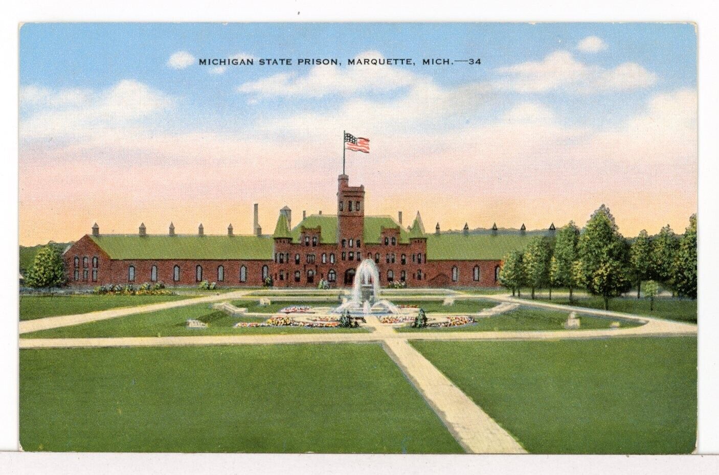 Michigan State Prison, Marquette, MI 1930 - 1945 Postcard