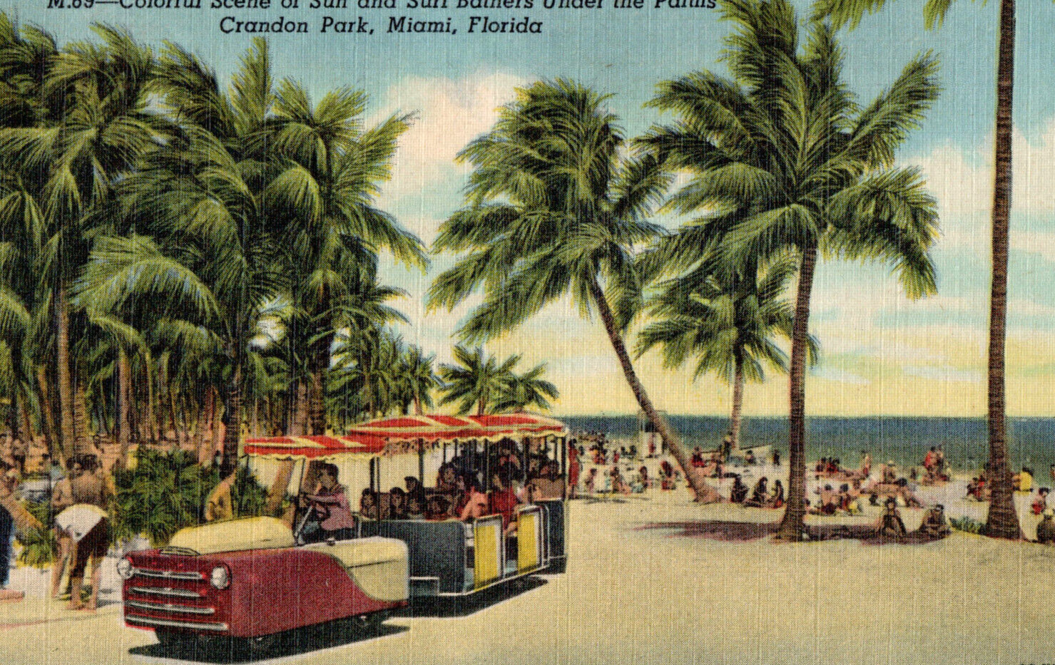 Miami Florida FL, Crandon Park Key Biscayne Cabanas Shoreline Oceanfront 1957