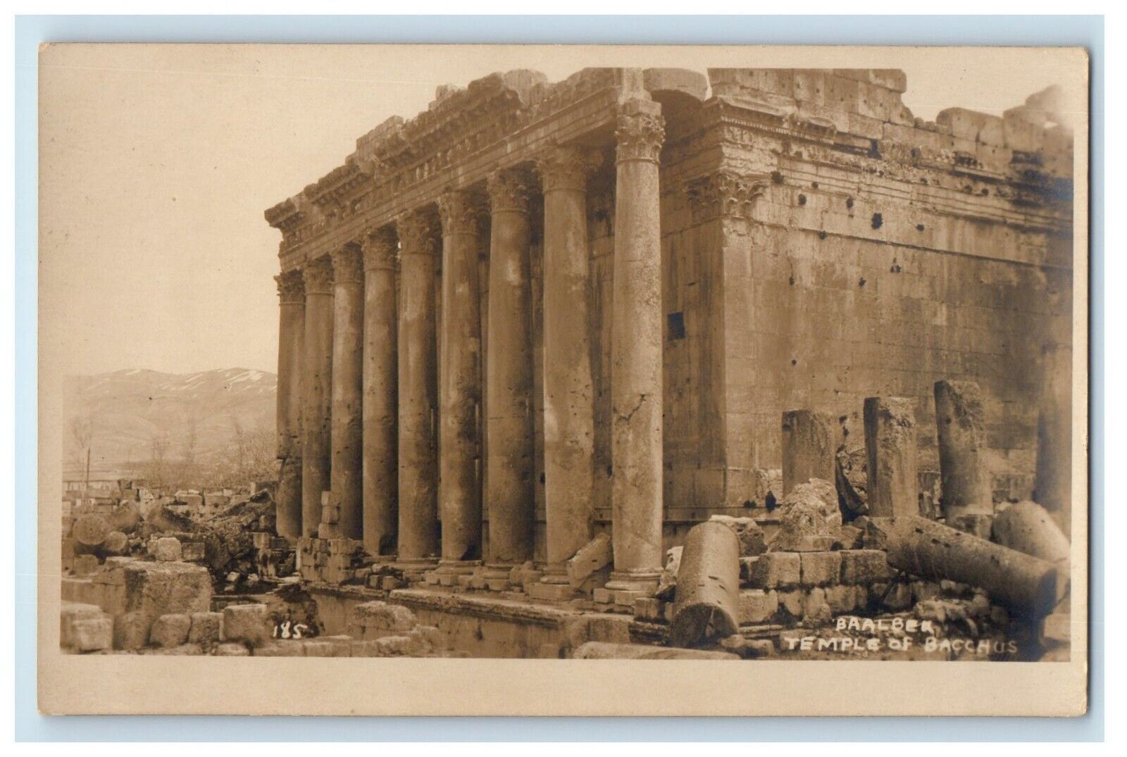 c1920\'s Baalbek Temple Of Bachuss Lebanon RPPC Photo Unposted Vintage Postcard