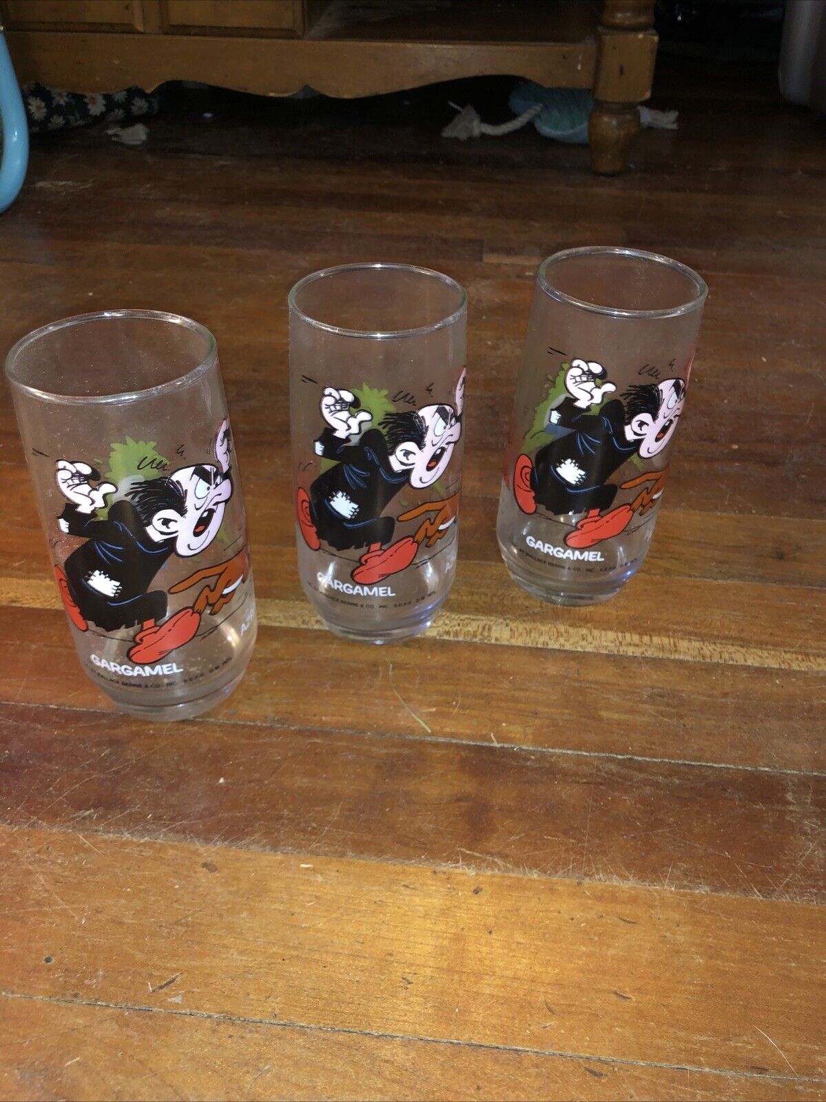 Smurfs Vintage Drinking Glass 1982 Peyo Collector\'s Gargamel and Azrael