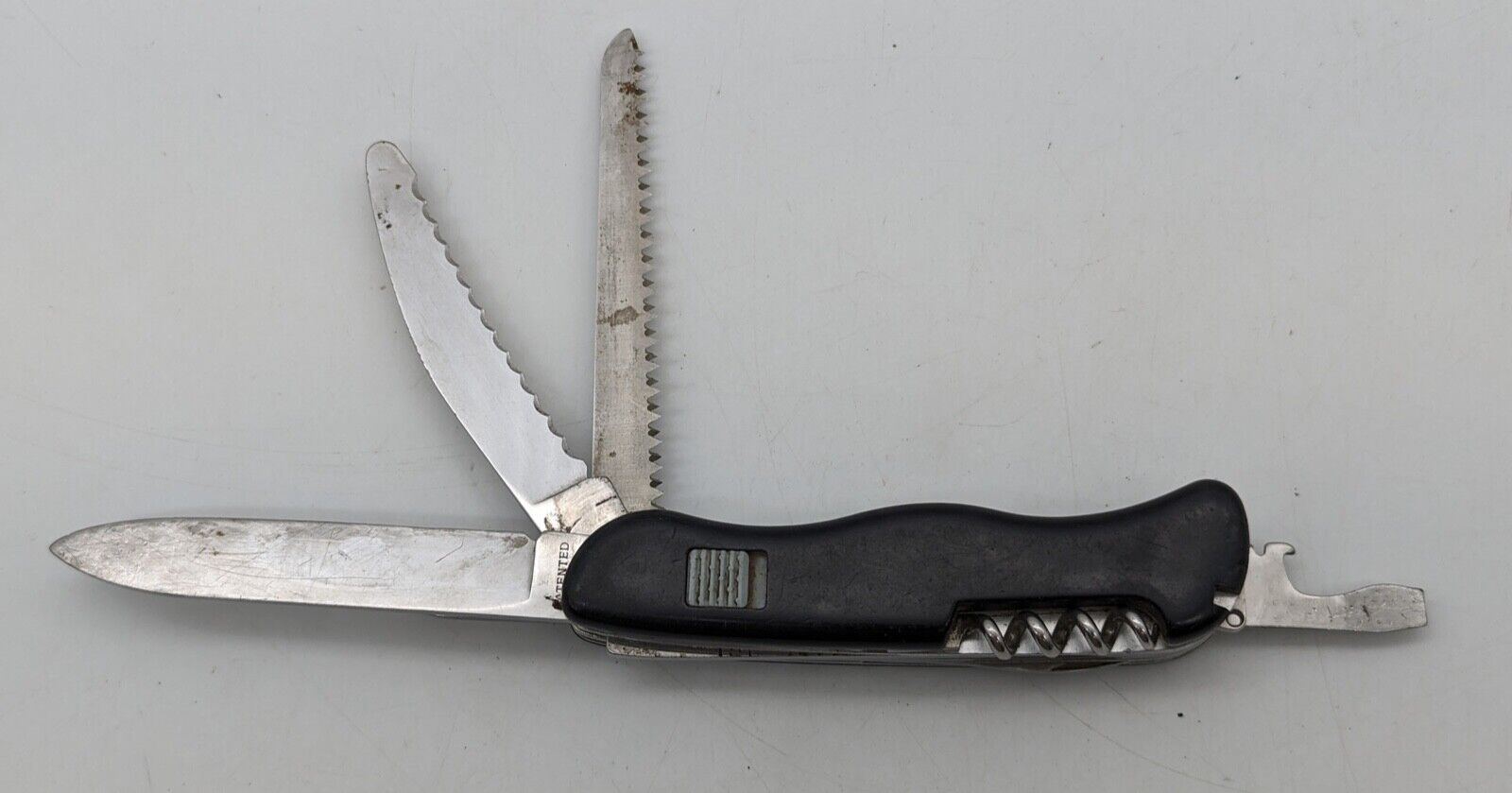 Vtg Victorinox Fireman Slide Lock Black Swiss Army Pocket Knife