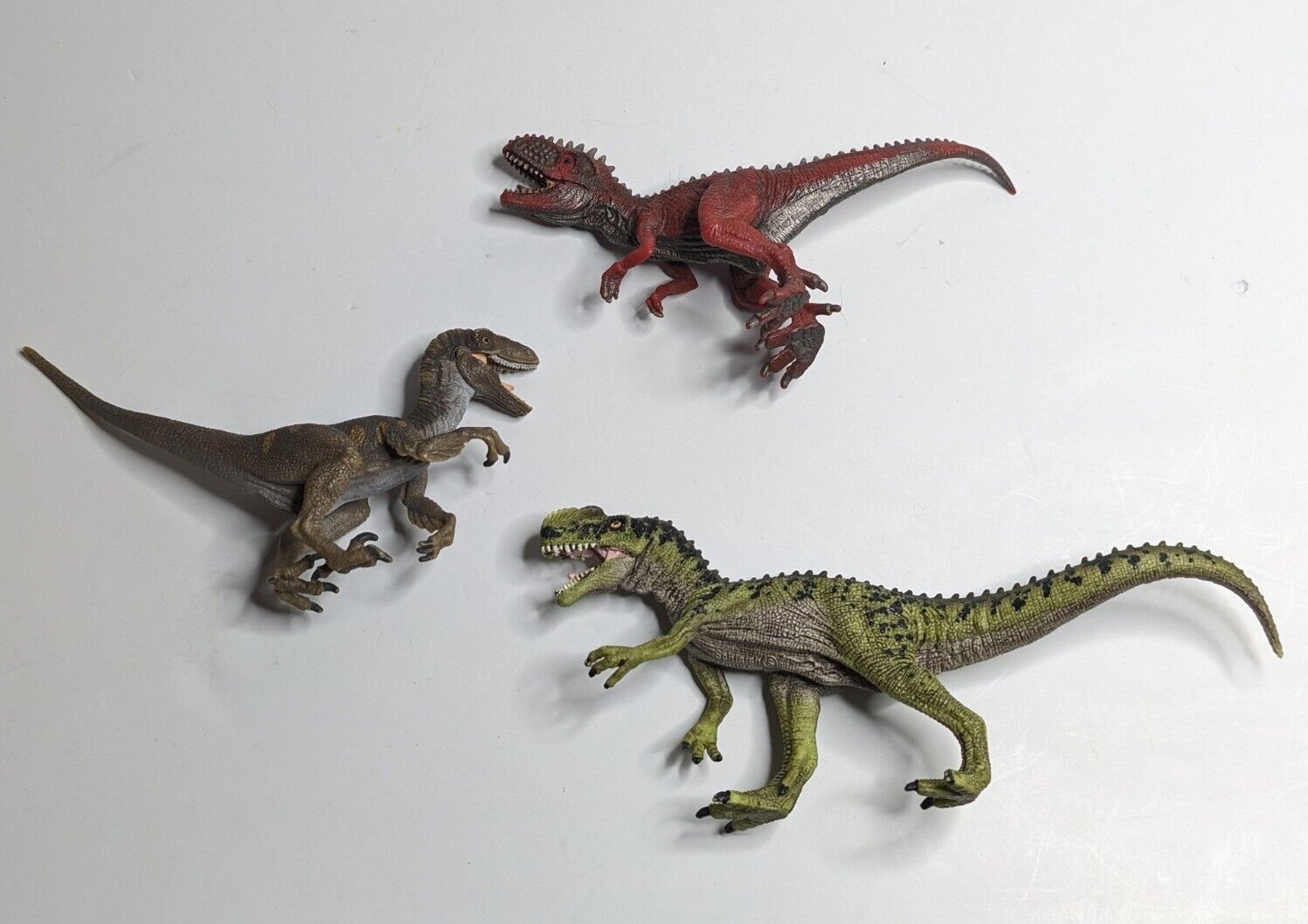 3 pc Lot of Schleich Dinosaurs Monolophosaurus Velociraptor Giganotosaurus