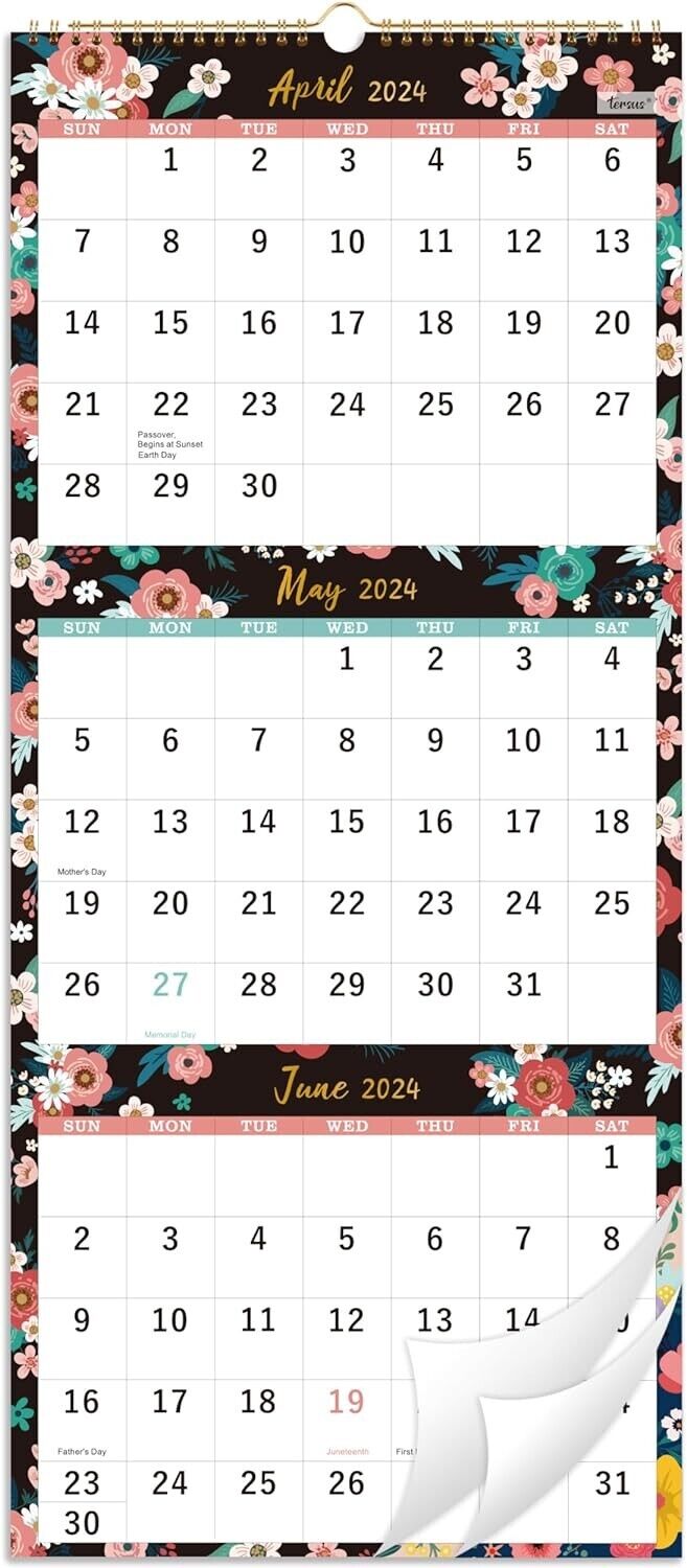 2024-2025 Wall Calendar - 3-Month Display Vertical Calendar 11