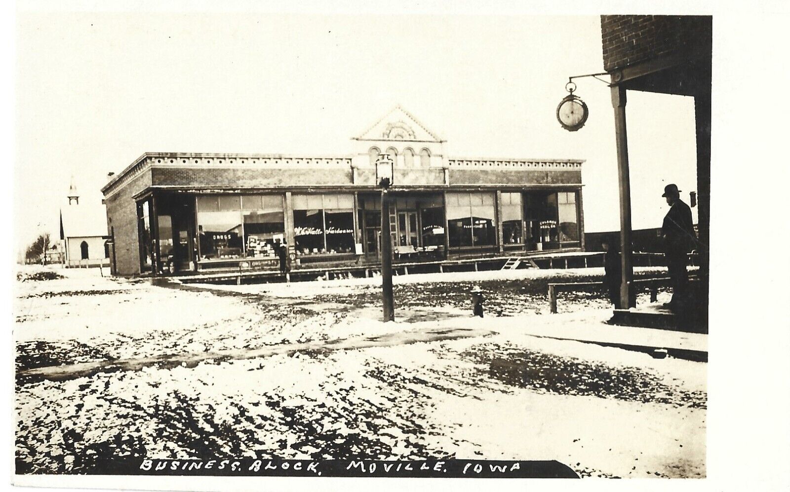 Business Block/drug store, Moville IA; nice 1930s RPPC