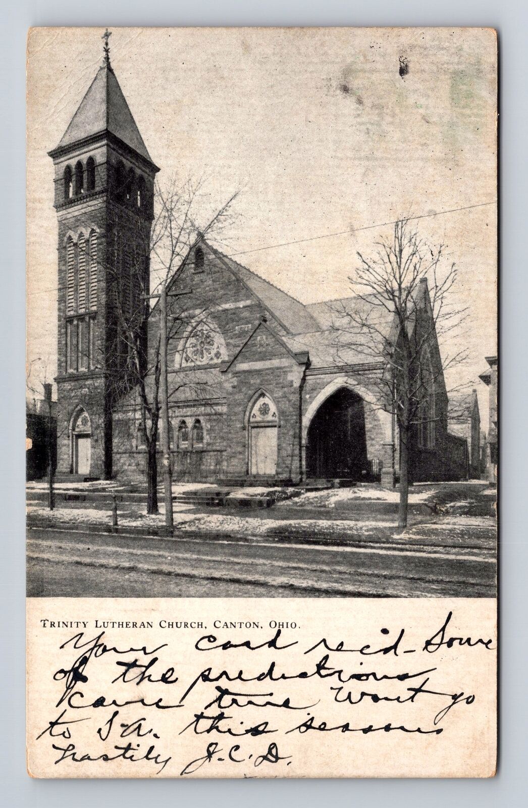 Canton OH-Ohio, Trinity Lutheran Church, Antique Vintage c1909 Souvenir Postcard