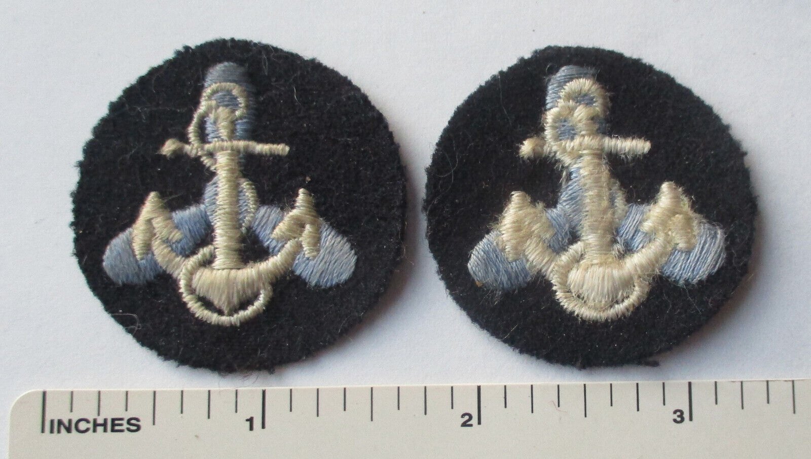 Pair WW2 Vintage US NAVY WAVES Women Reserve Collar PATCH Insignia on Blue Wool