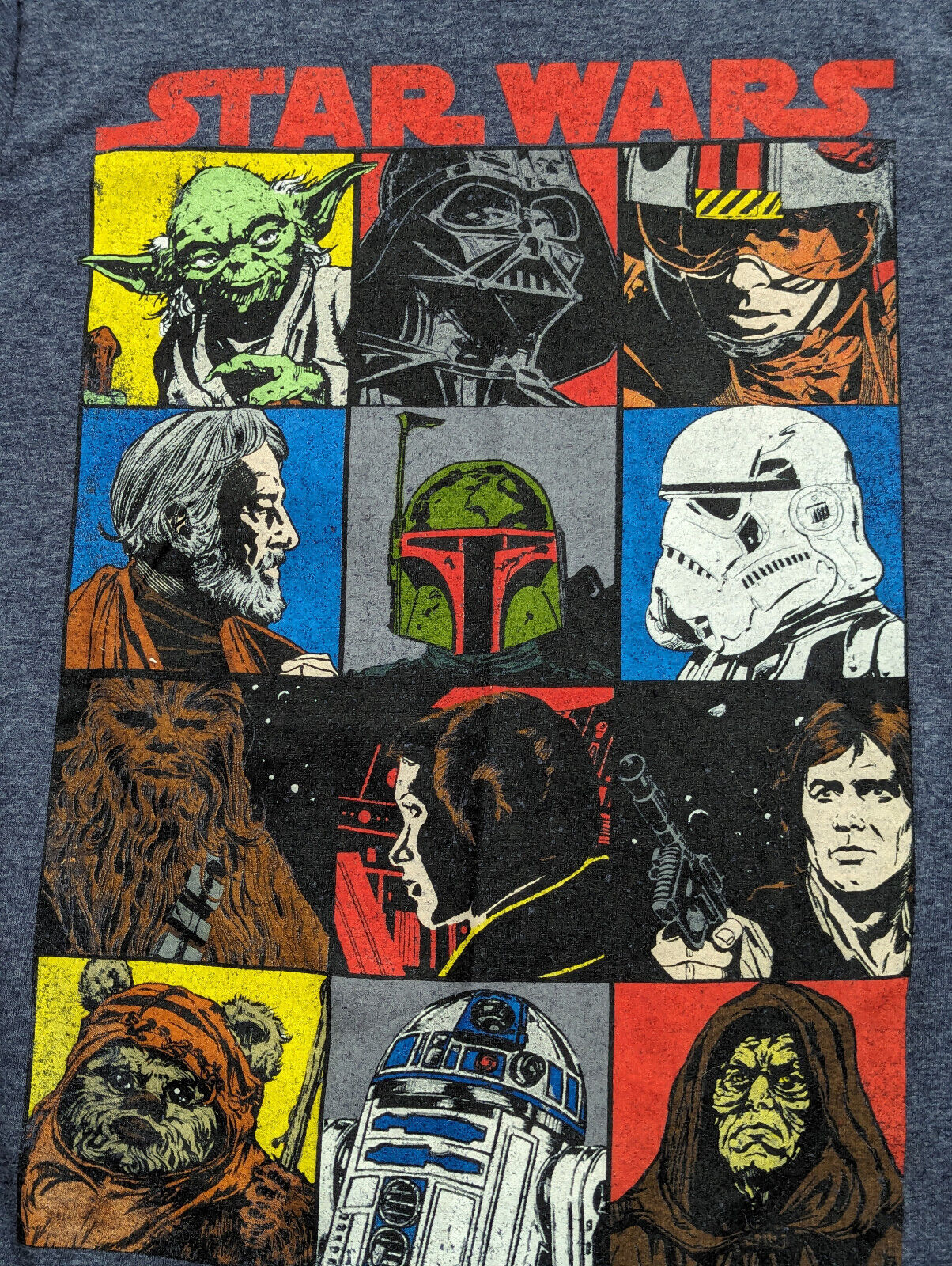 Star Wars T-Shirt Small Yoda Luke Skywalker Darth Vader Chewbacca Hans Solo