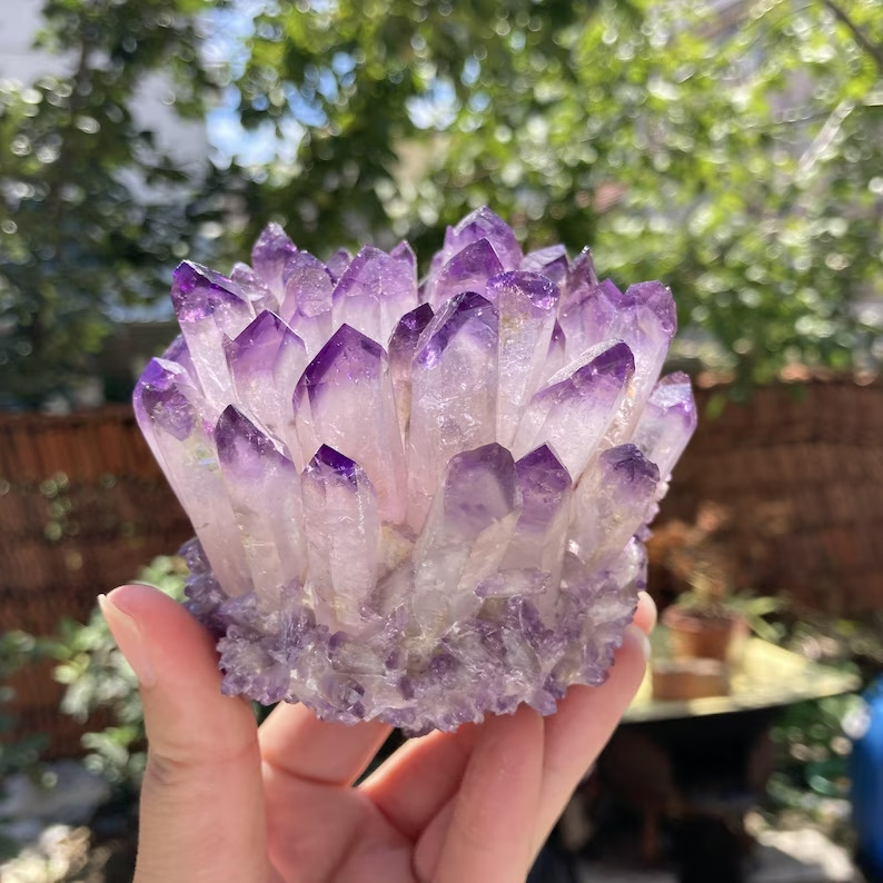 310g+ New Find Purple Ghost Phantom Cluster Geode Quartz Crystal Ornaments Decor