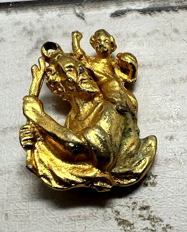 Vintage Goldtone Religious Charm Pendant Medal