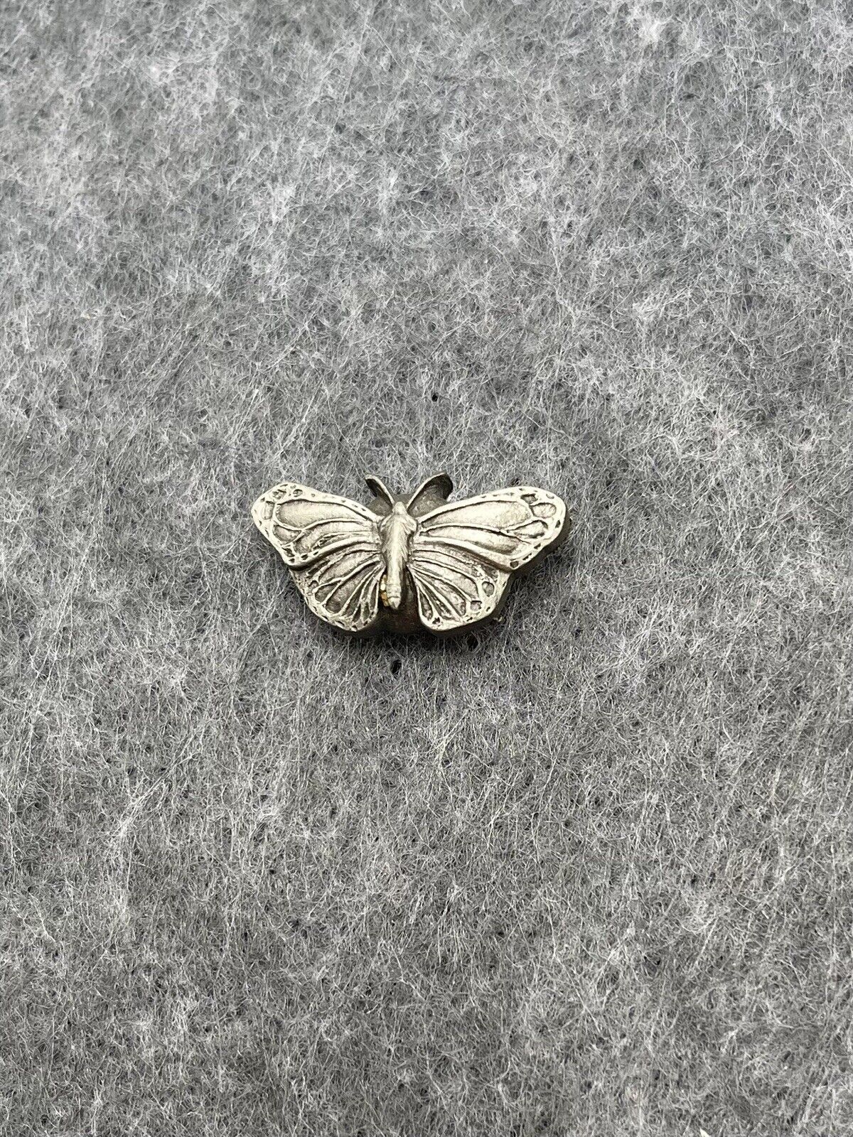 Silver Tone Butterfly Lapel Pin Unmarked