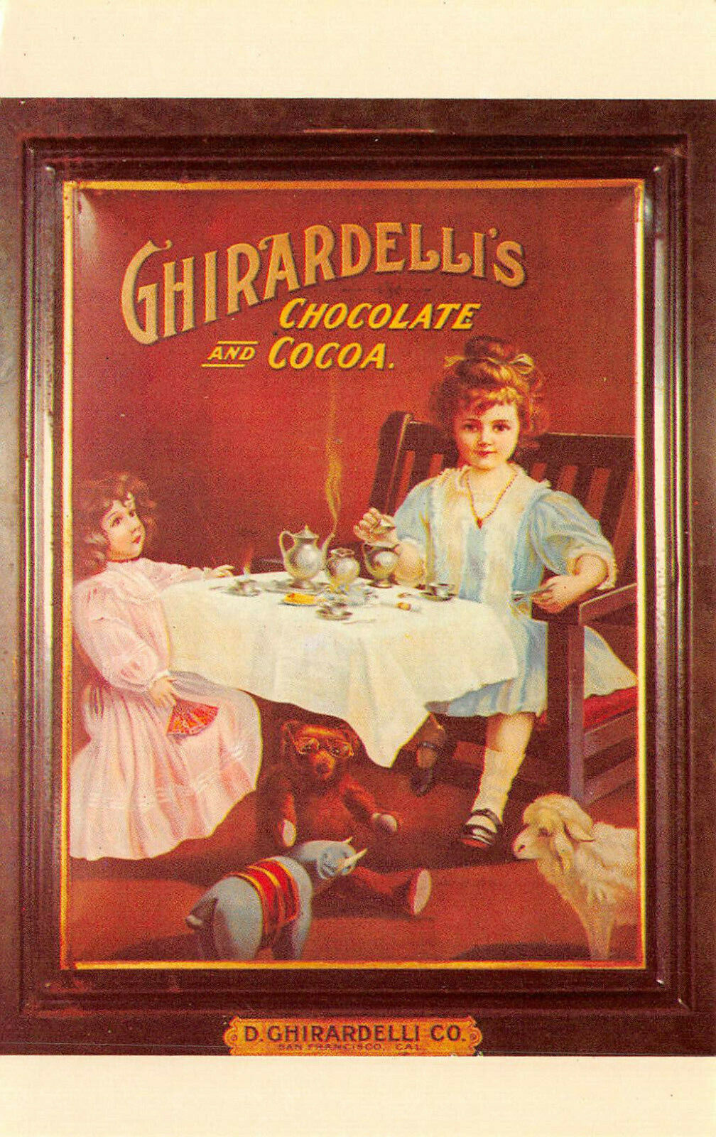 Ghirardelli's Chocolate and Cocoa Unposted 1960's Chrome Postcard 