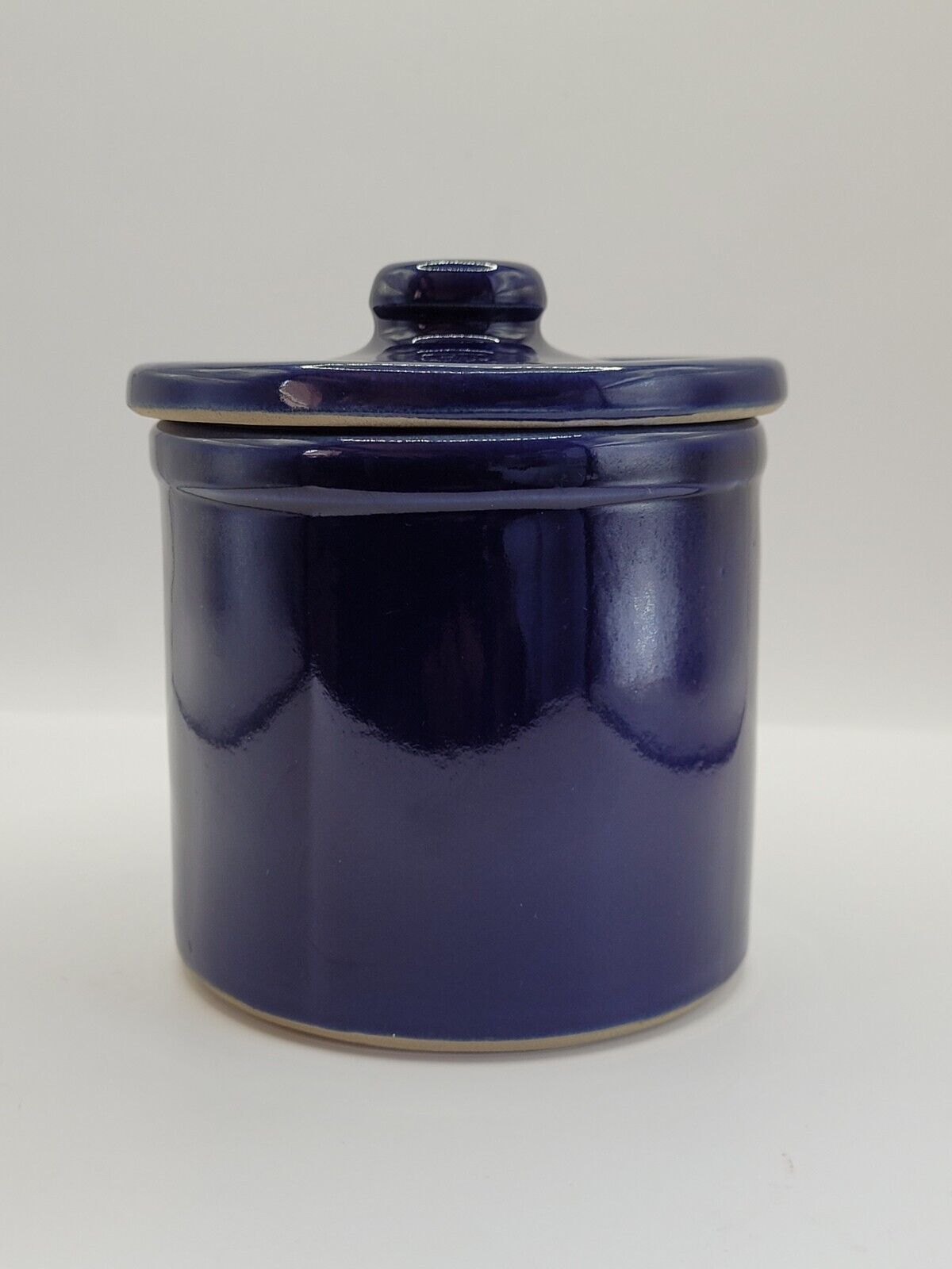 Cobalt Blue Pottery Crock With Lid 4\