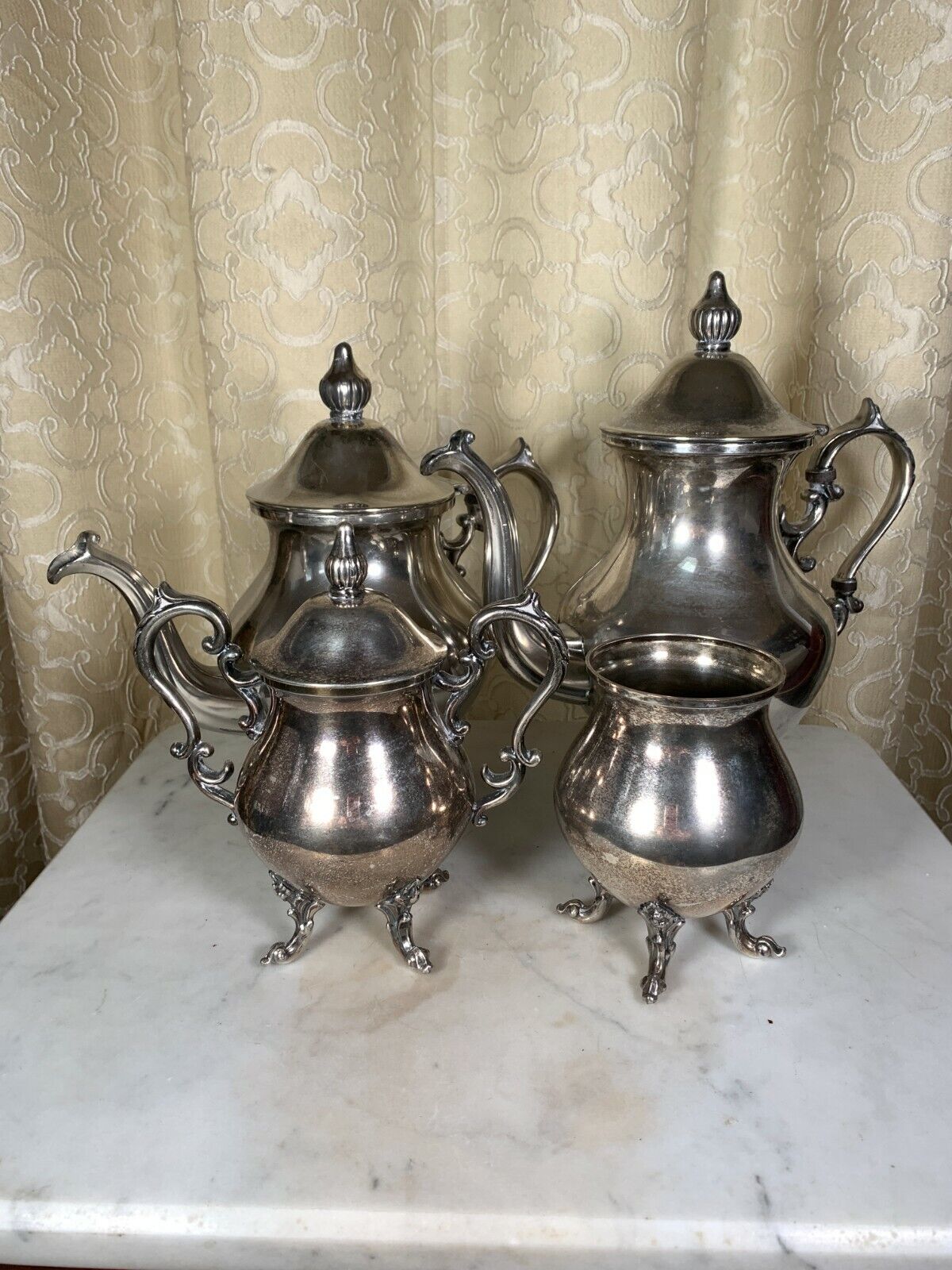 Vintage Birmingham Silver Company BSC Silver plate on copper Tea and Coffee 5 pc