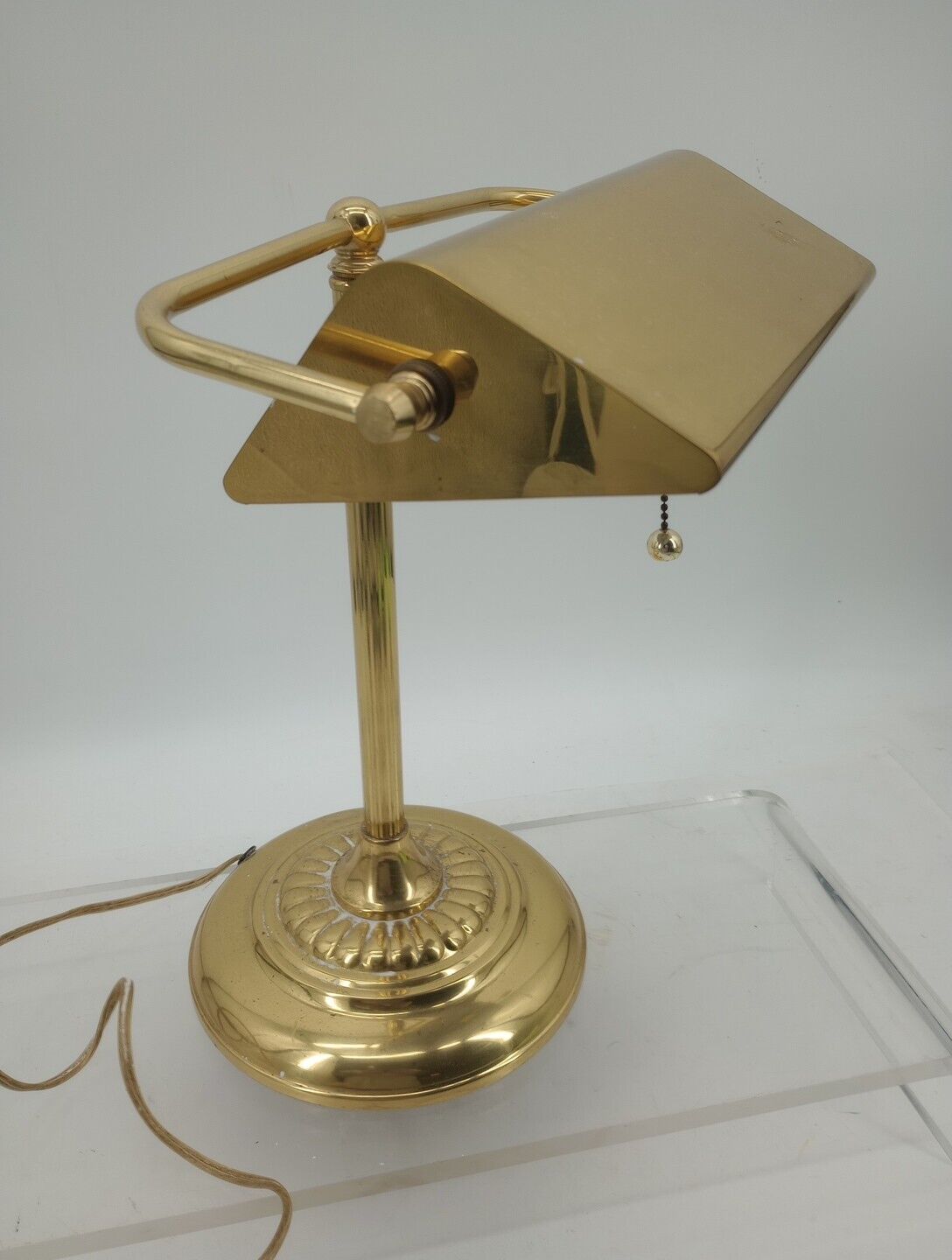 Vintage Brass Bankers Desk  Adjustable Lamp 