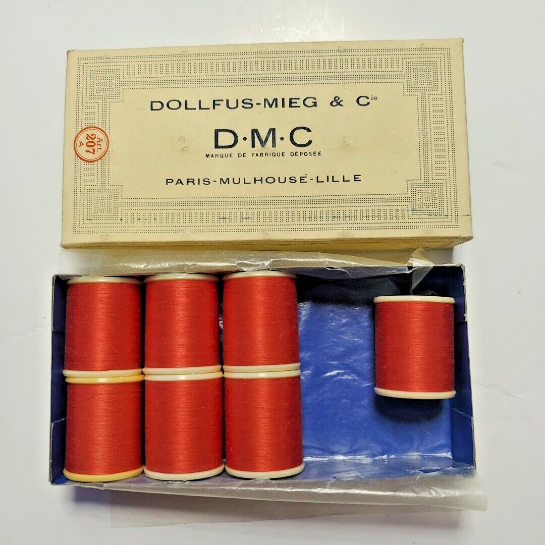 7 Vintage DMC Dollfus Thread #350 RED Made in France Gauche 50 one used