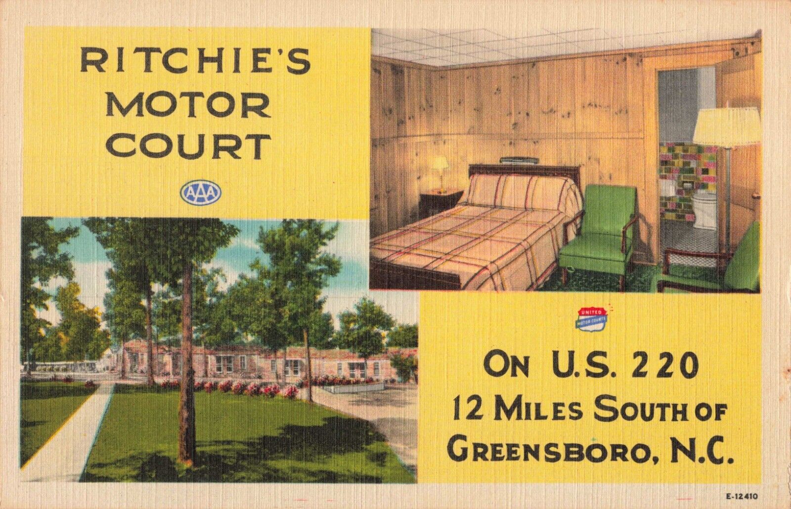 Ritchie\'s Motor Court US 220 Randleman Greensboro North Carolina c1940 Postcard