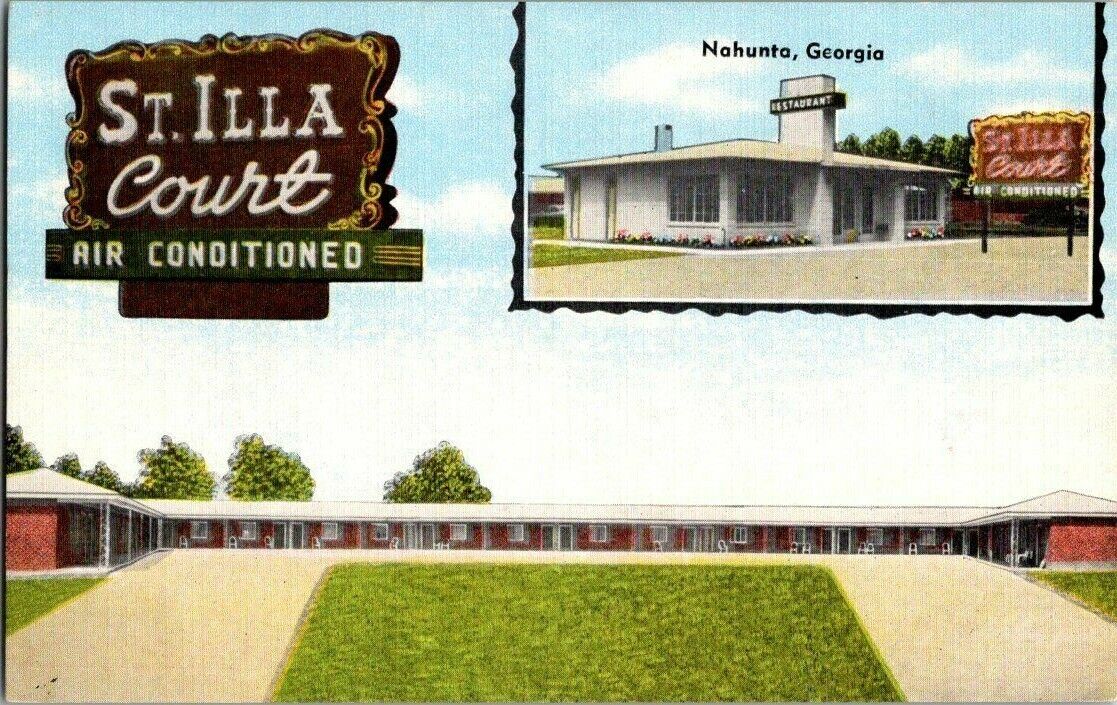 1940\'S. NAHUNTA, GA. ST. ILLA COURT & RESTAURANT. POSTCARD DB30