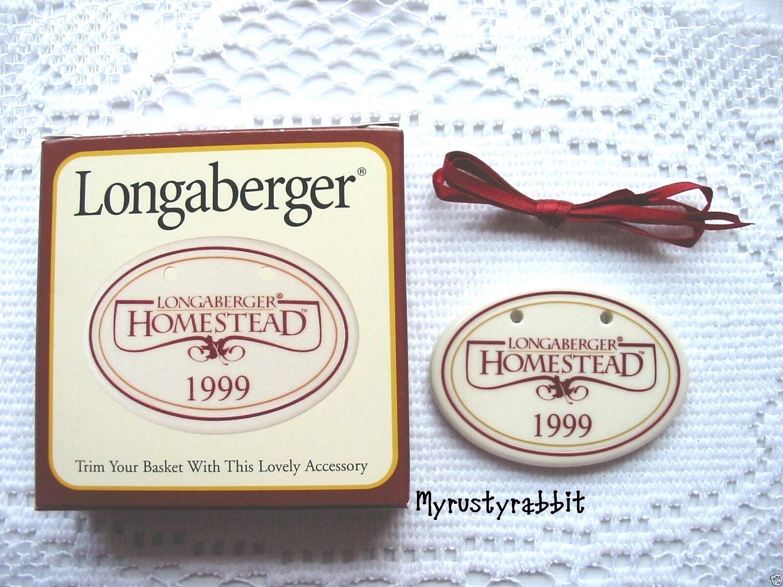 Longaberger Basket 1999 Homestead Basket Tie-On ~ Pottery - NEW 