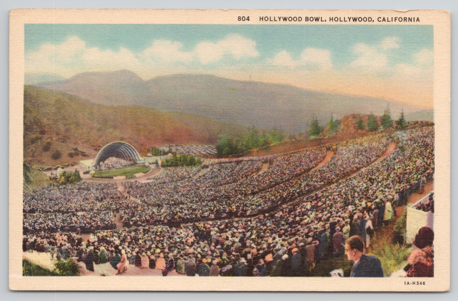 Hollywood California Hollywood Bowl Stadium Linen Postcard
