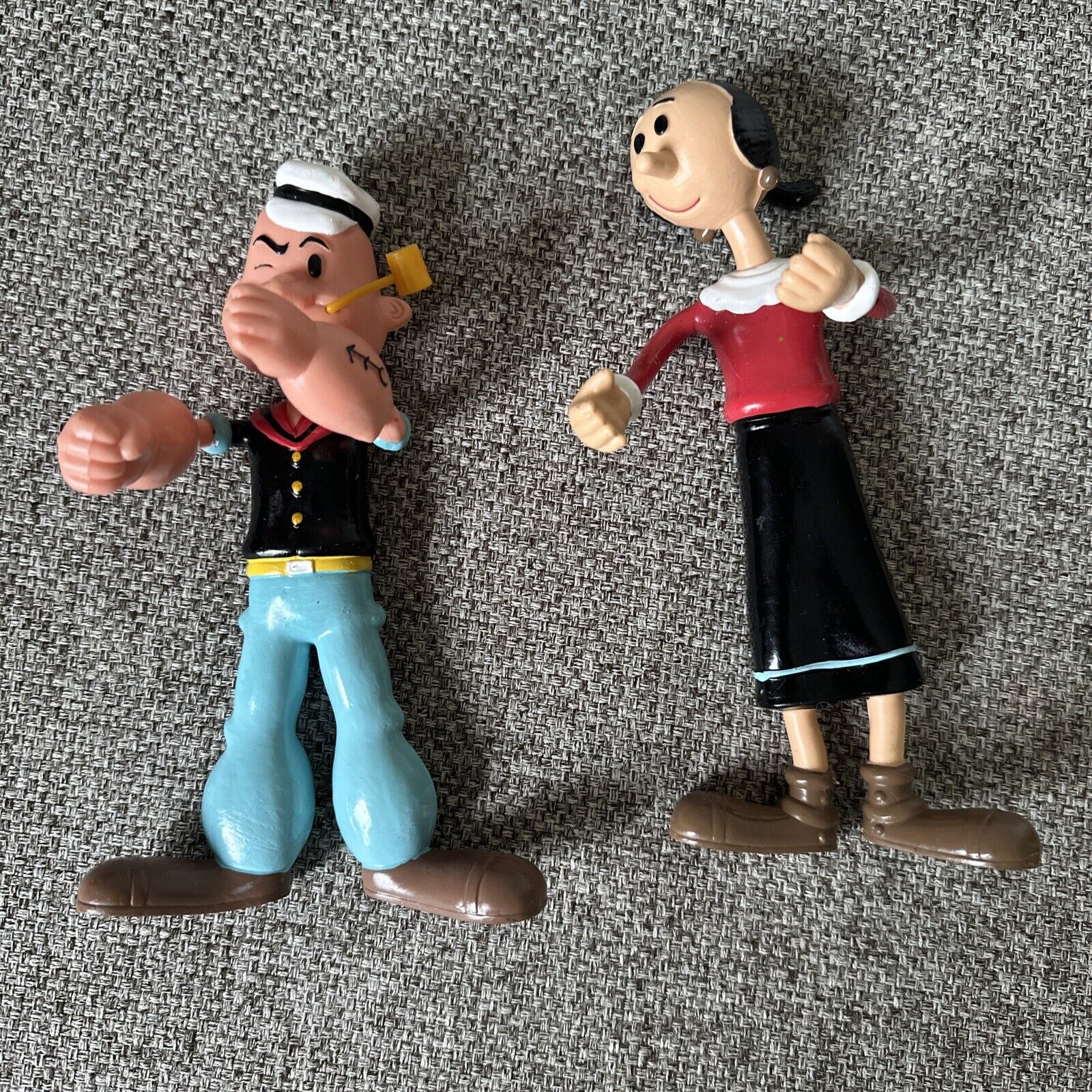Popeye and Olive Oyl Vintage Posable & Bendable Toy Figures