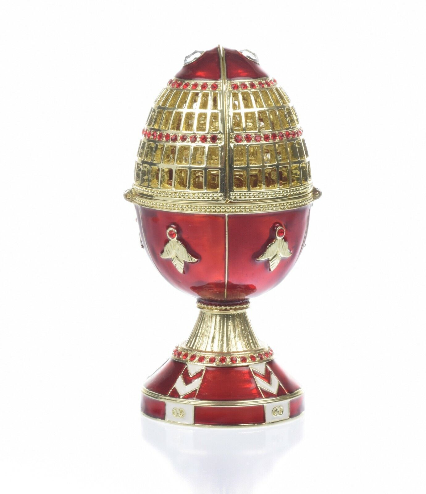 Res  Faberge Egg & castle Trinket Box Handmade by Keren Kopal Austrian Crystals