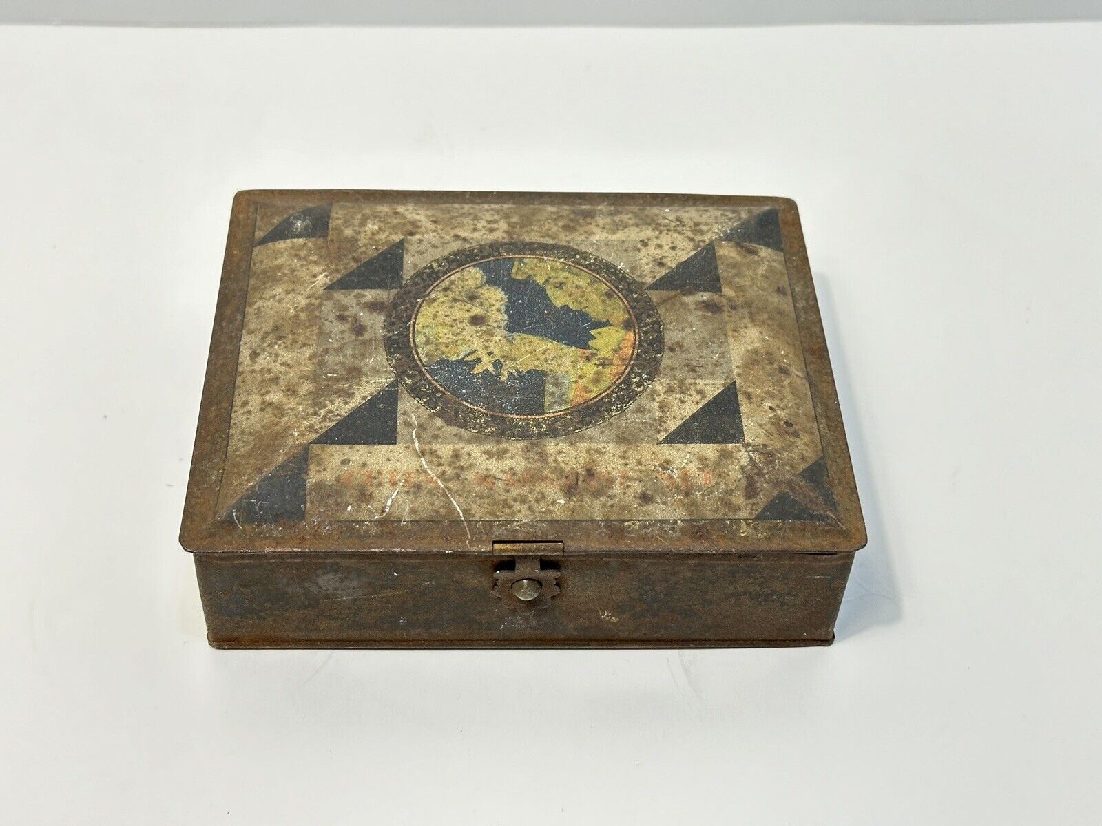 Vintage Deco 20s Cutex Box Hinged Clasp Tin Aged Patina