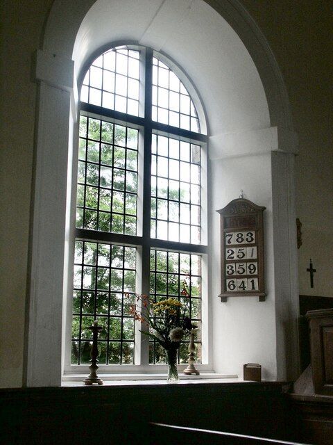Photo 6x4 Interior of All Saints, Gautby Window and hymn board. c2004