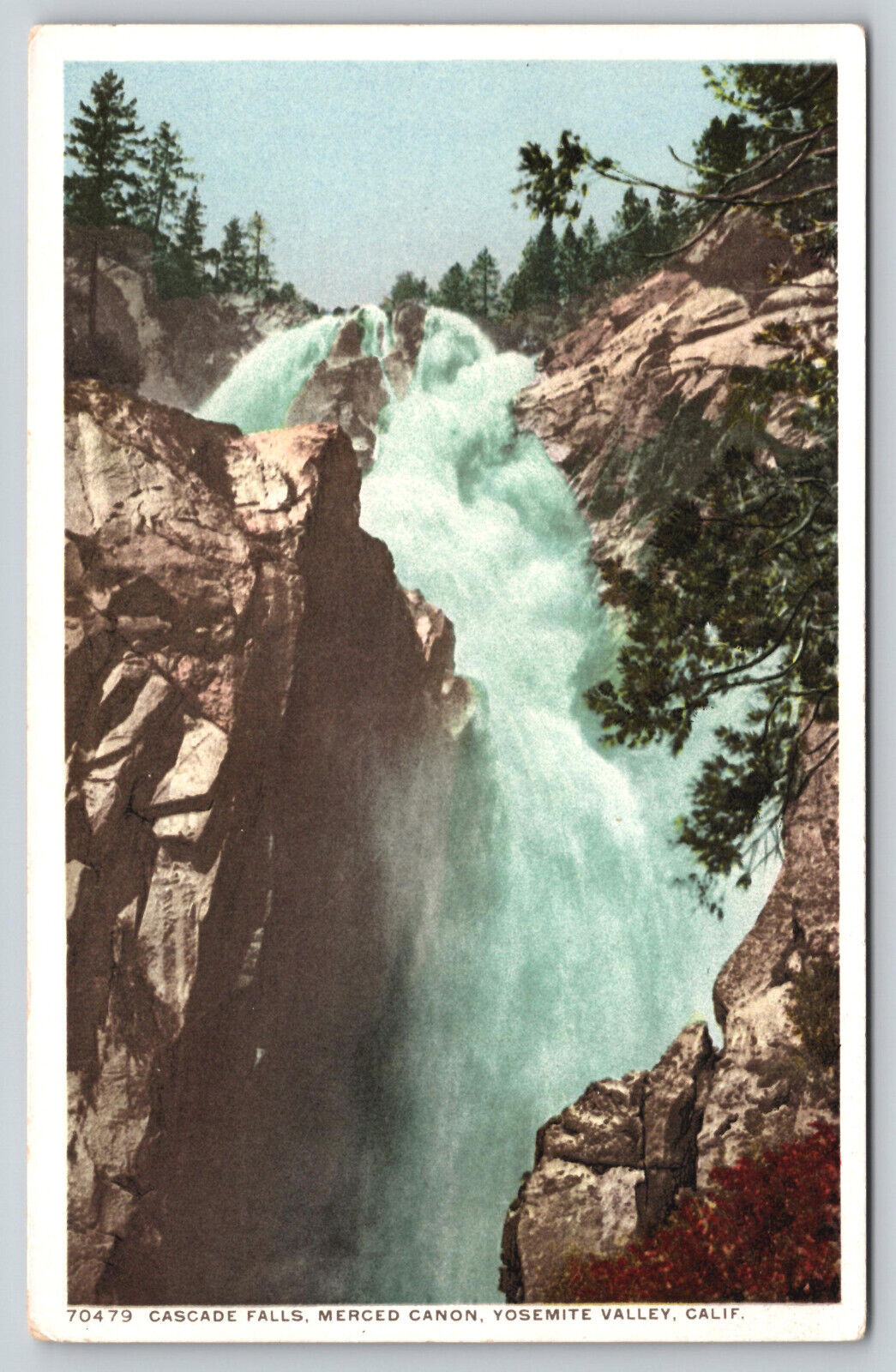 Yosemite Valley CA California - Cascade Falls Merced Canyon - Postcard - c1908