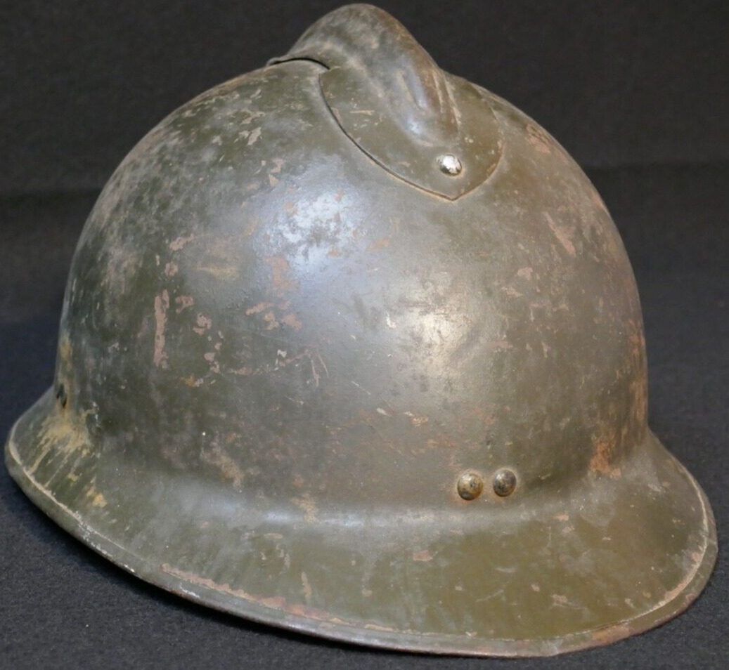 WWII French Army Combat Steel Helmet 1940 Adrian WW2 Original Casque WW2