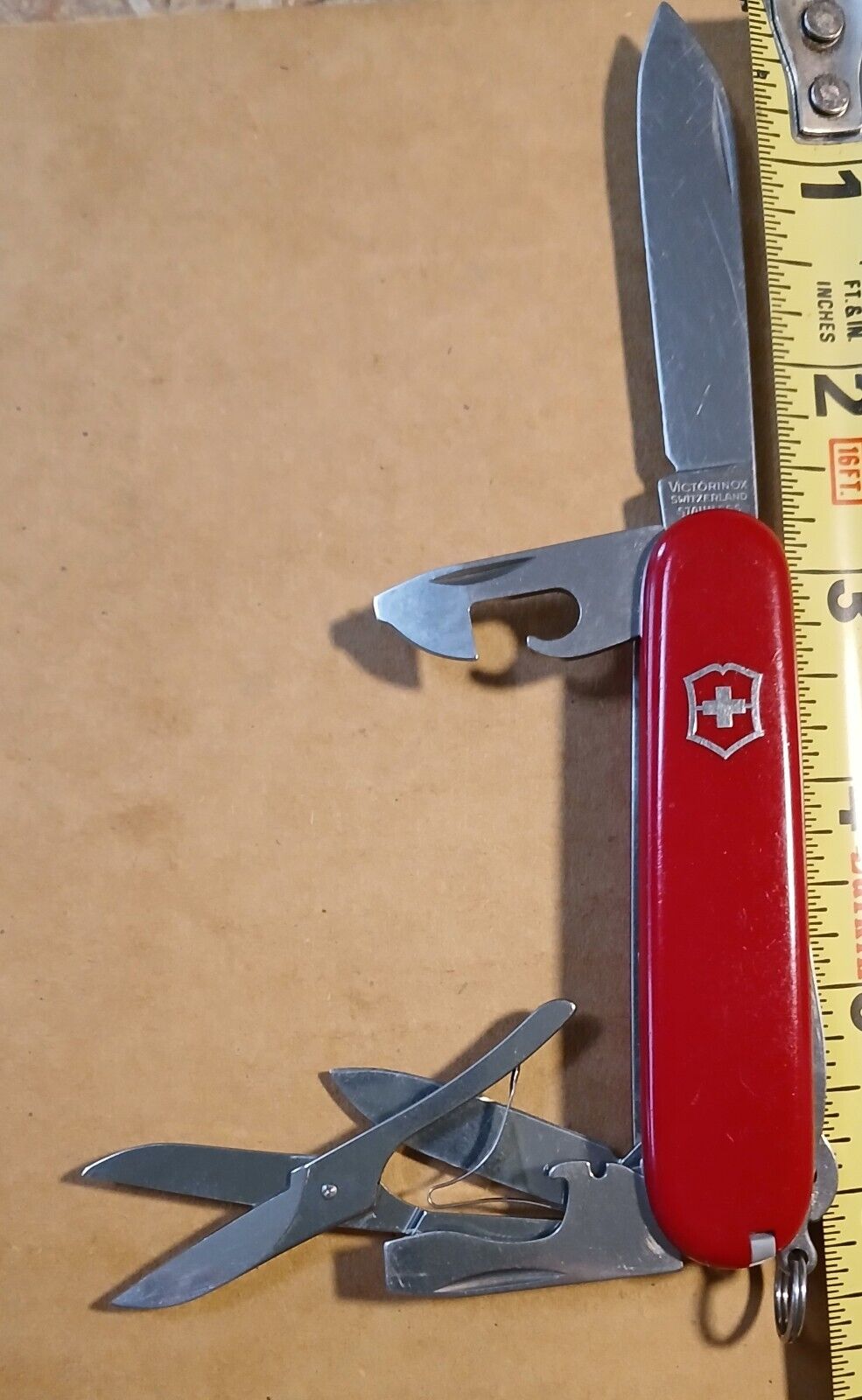 Vintage Victorinox Super Tinker Swiss Army Knife Red 91mm Excellent