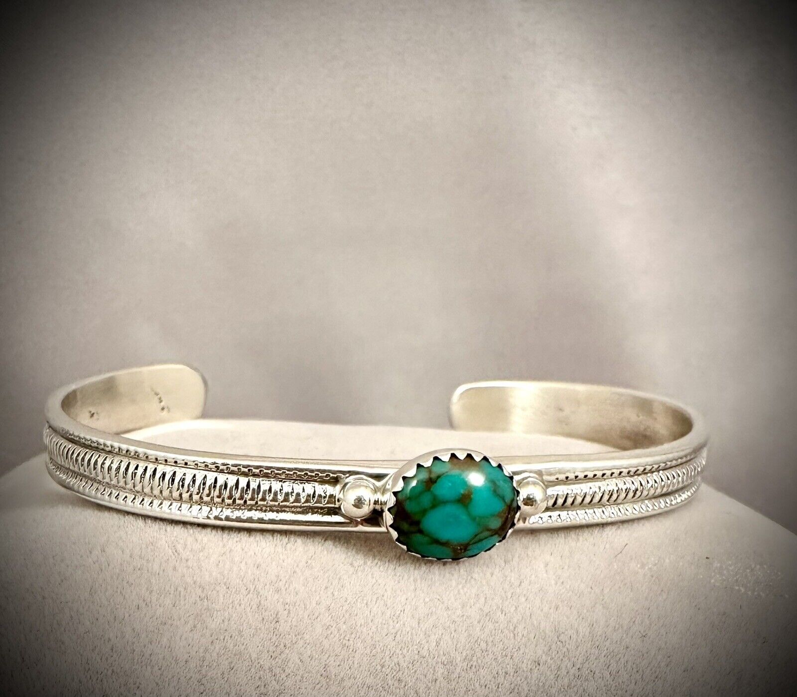 Navajo Egyptian Turquoise/Sterling Silver Cuff Bracelet by Carol & Wilson Begay