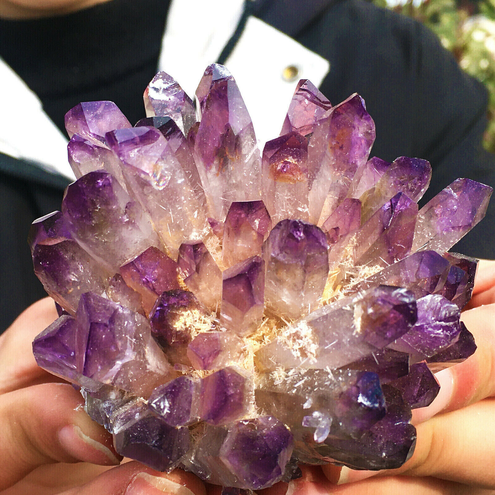 300g+ purple  Phantom Quartz Crystal Cluster Mineral Specimen Healing