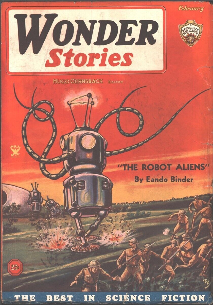 Wonder Stories 1935 February. Robot cover.   Pulp