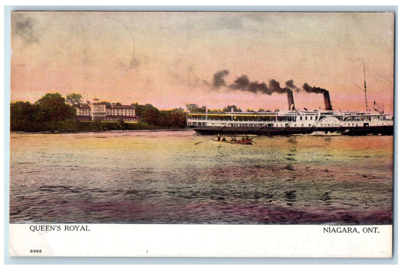 1909 Queen's Royal Steamer Niagara Ontario Canada Antique Posted Postcard