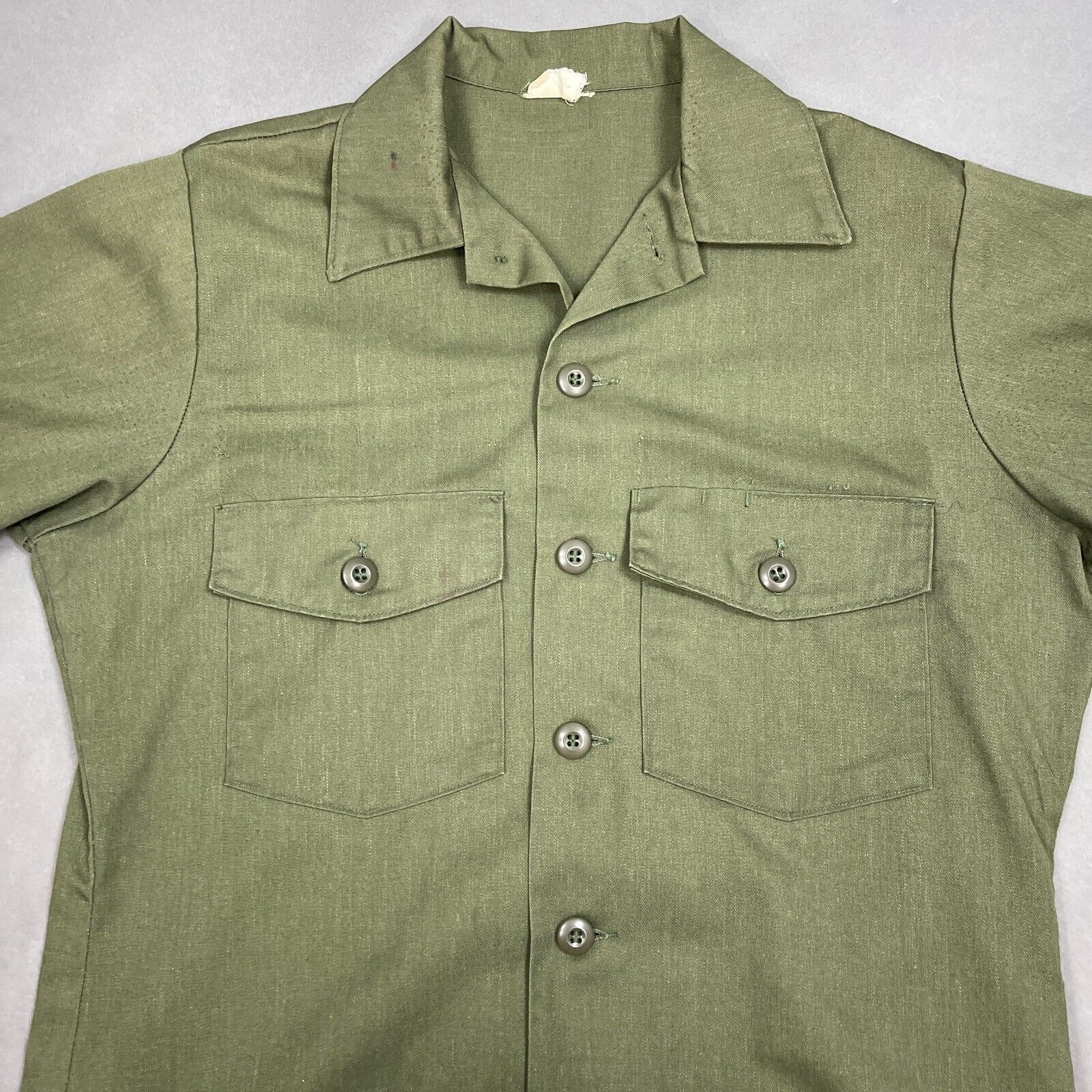 Vintage US Military Shirt Men 15.5x33 Green Utility OG 507 Durable Press Uniforn