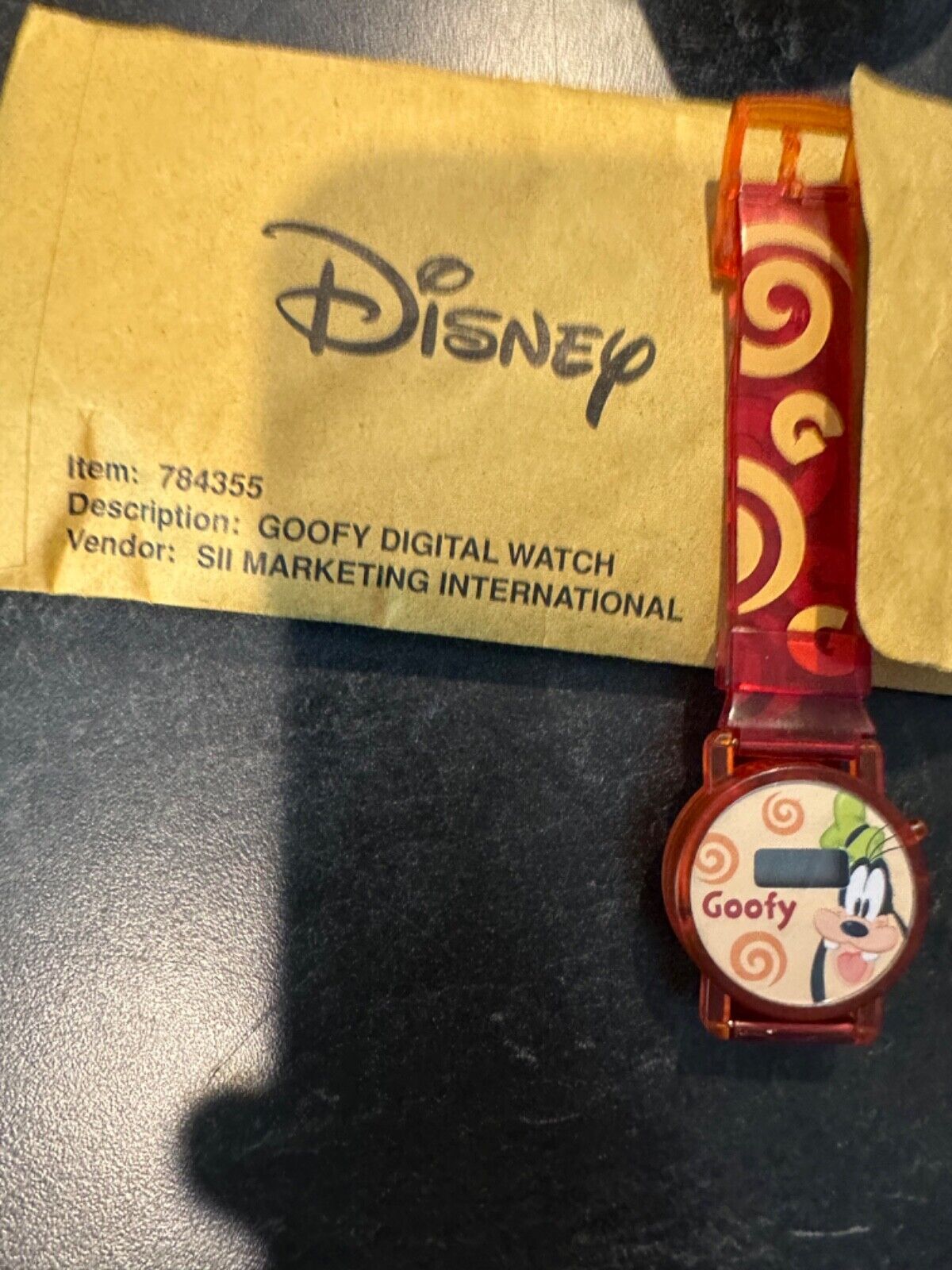Vintage Disney Goofy Digital Watch Orange Swirls
