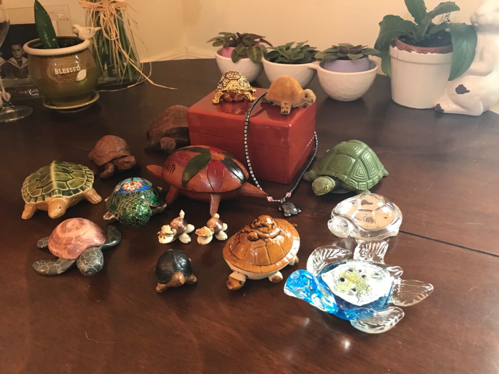 Vintage Lot of Turtles 16 Figurines Collectibles Different Size And Materials 