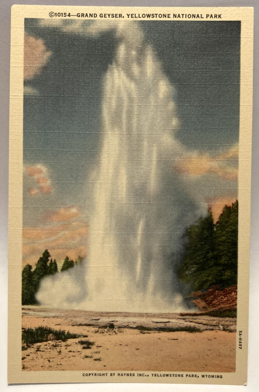 Grand Geyser, Yellowstone National Park, Vintage Unposted Postcard