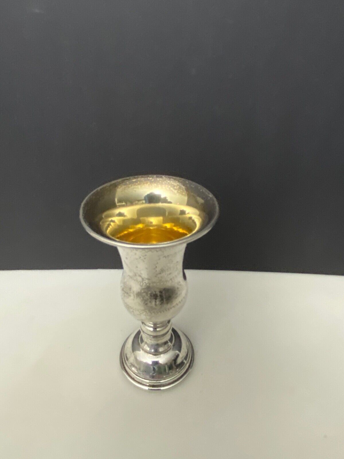 Antique Sterling Silver Gold Judaica Kiddush cup Etched David Star 4\